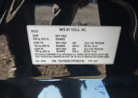 2023 Tesla Model Y Awd/Long Range Dual Motor All-Wheel Drive из США, поврежденный, VIN 7SAYGDEE7PF882745